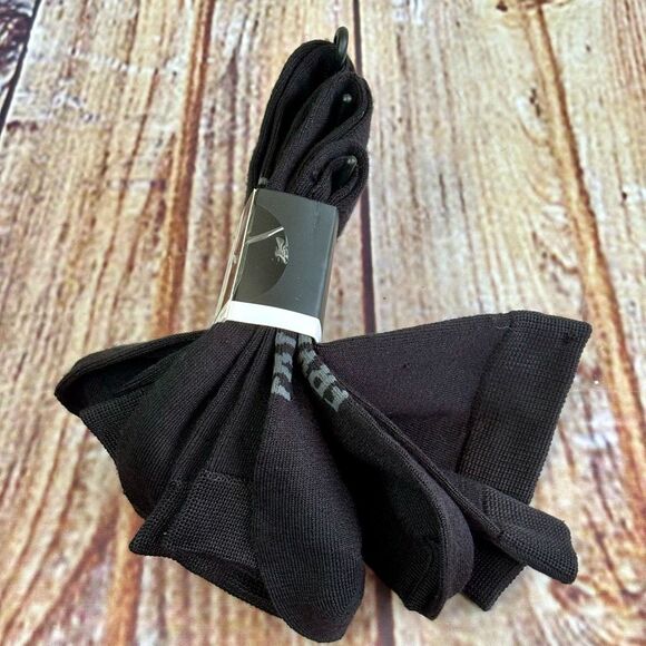 Frye Supersoft Crew Socks 3 Pairs Three Pack Black Gray Solid Striped NWT - Picture 3 of 5